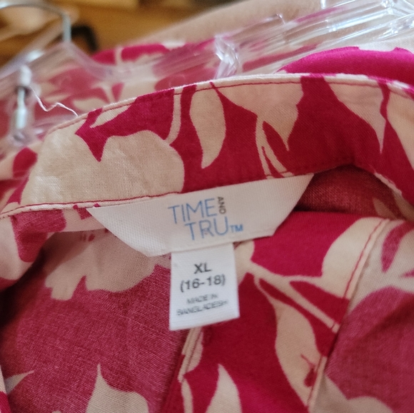 Time & Tru Size XL 16-18 Pink White PAISLEY Print Dress pullon wide sleeves NEW - Picture 15 of 15